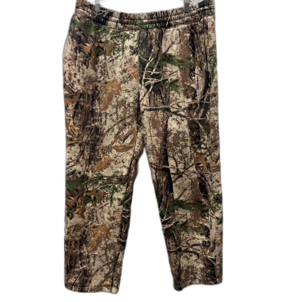 Cabela's Camo Sweatpants Woodlands Cotton Hunting Outdoor Lounge Rugged Men 2XL